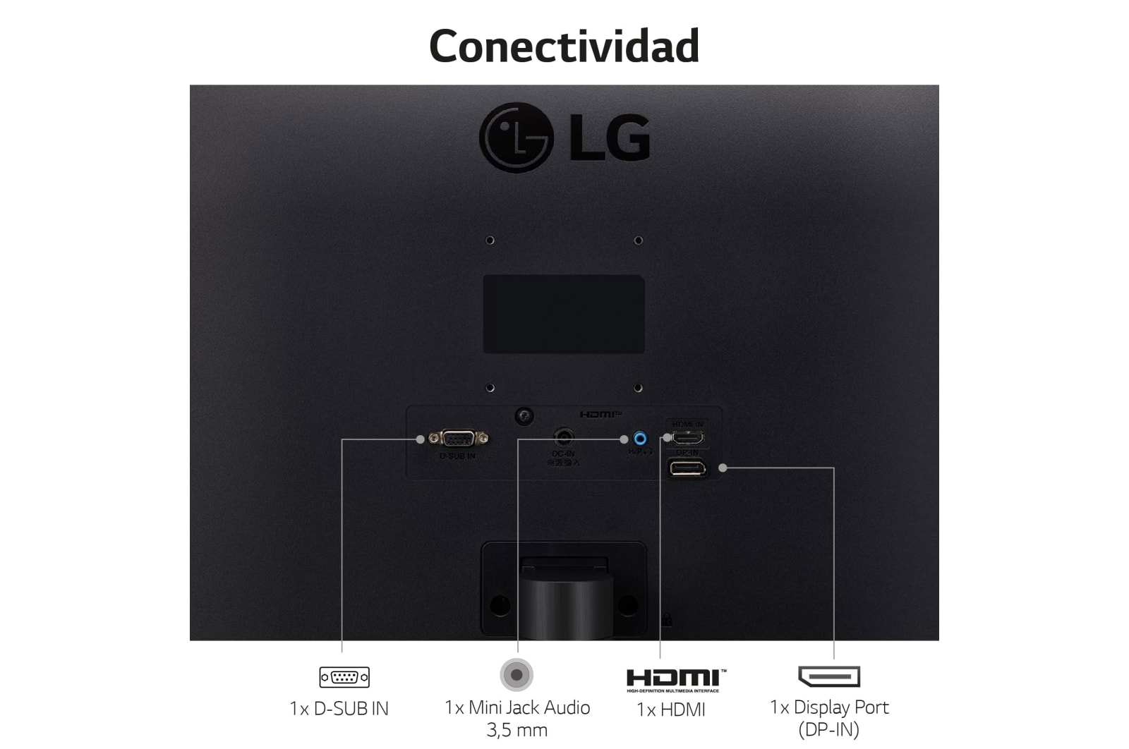LG Monitor Gaming LG UltraGear™ (1920x1080p, 250cd/m², 1000:1, 1ms MBR, NTSC 72%); diag. 60,4cm; entradas: D-Sub x1, HDMI x1, DP x1; FreeSync™, 27MP60GW-B
