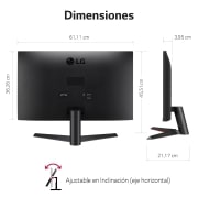 LG Monitor Gaming LG UltraGear™ (1920x1080p, 250cd/m², 1000:1, 1ms MBR, NTSC 72%); diag. 60,4cm; entradas: D-Sub x1, HDMI x1, DP x1; FreeSync™, 27MP60GW-B