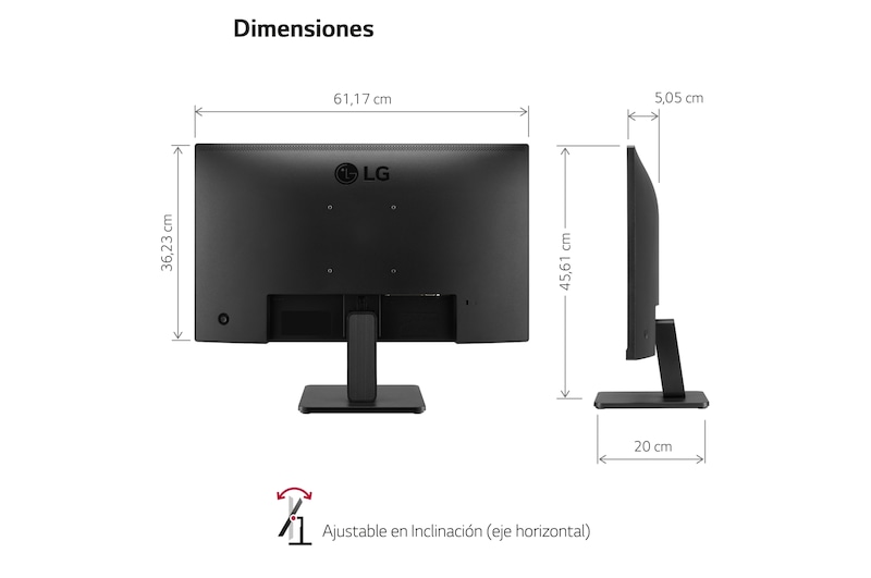 LG Monitor LG IPS: 1920 x 1080, 250 cd/m², 3000:1, diag. 68.6 cm, FreeSync. Entrdas: 1xHDMI1.4, 1xD-Sub, VESA 100 x 100 mm, 27MR400-B