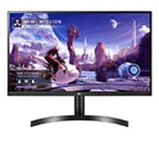 Vista frontal de LG 27QN600-B - Monitor QHD (Panel IPS: 2560 x 1440p, 16:9, 350cd/m², 1000:1, sRGB &gt;99%, 75Hz, 5ms); diag. 68,47cm; entradas: HDMI x2, DP x1; marcos ultrafinos, G 27QN600-B