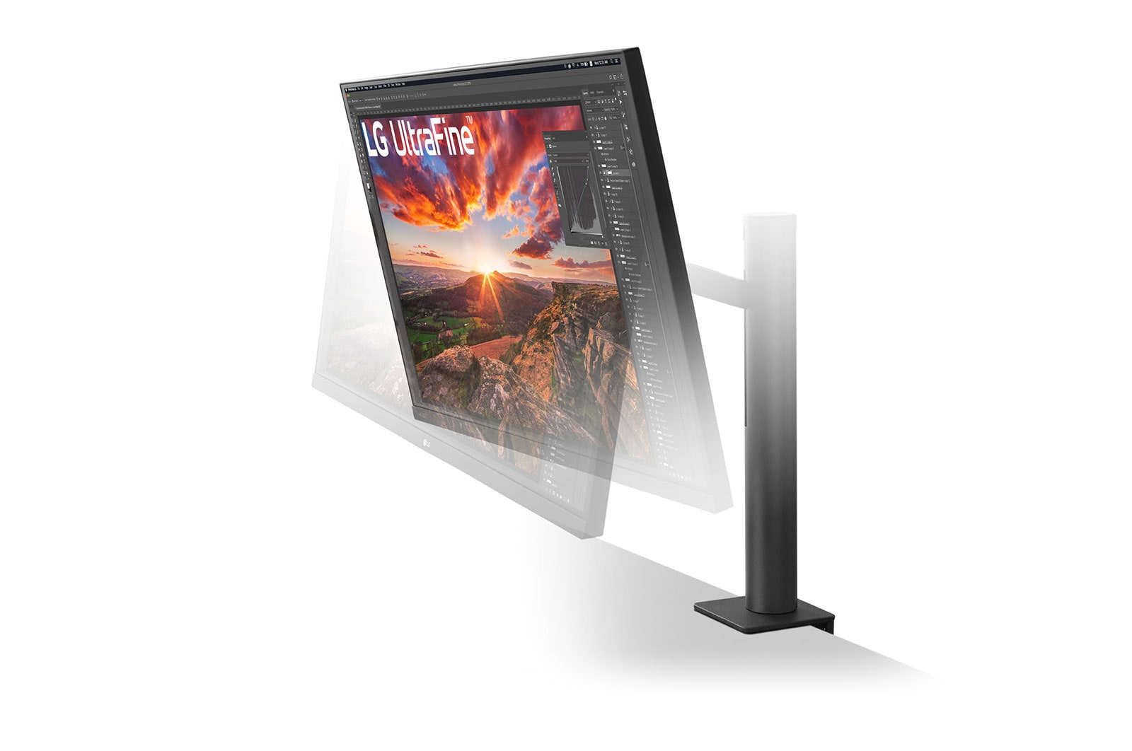 LG Monitor QHD LG Ergo™ (Panel IPS: 2560 x 1440p, 16:9, 350cd/m², 1000:1, sRGB >99%, 75Hz, 5ms); diag. 68,47cm; entradas: HDMI x2, DP x1, USB-A x2, USB-C x1 (P,D, 60W); altavoces 5W ; marcos ultrafinos, G, 27QN880P-B