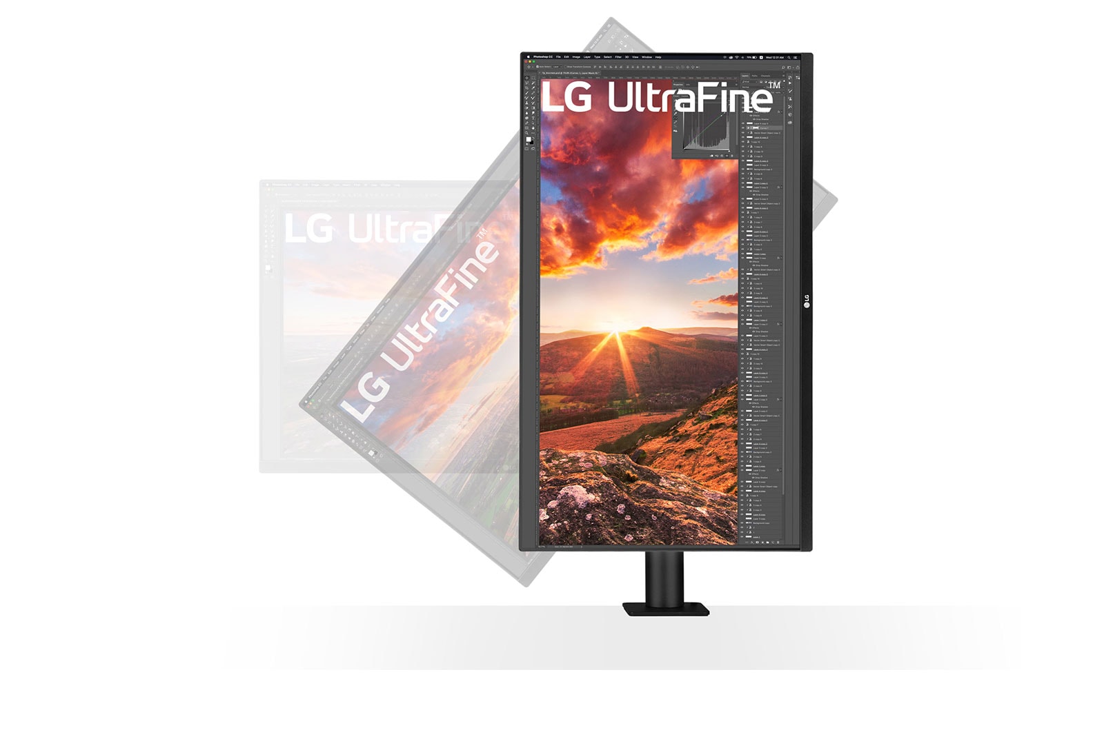 LG Monitor QHD LG Ergo™ (Panel IPS: 2560 x 1440p, 16:9, 350cd/m², 1000:1, sRGB >99%, 75Hz, 5ms); diag. 68,47cm; entradas: HDMI x2, DP x1, USB-A x2, USB-C x1 (P,D, 60W); altavoces 5W ; marcos ultrafinos, G, 27QN880P-B