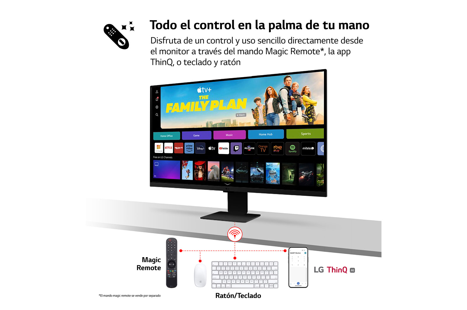 LG MyView 27 pulgadas Smart Monitor Full HD IPS Todo en Uno para Transmisión con webOS y Altavoces integrados ­ Negro, 27SR50F-B