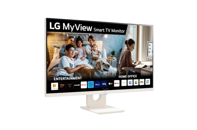 Vista frontal de LG Smart Monitor de 27 pulgadas  Full HD IPS Todo en Uno para Transmisión con webOS y Altavoces integrados ­ Blanco 27SR50F-W