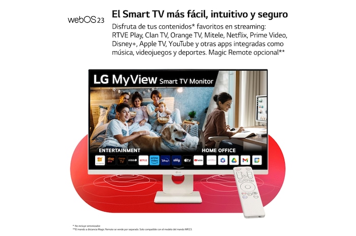 LG Smart Monitor de 27 pulgadas  Full HD IPS Todo en Uno para Transmisión con webOS y Altavoces integrados ­ Blanco, 27SR50F-W
