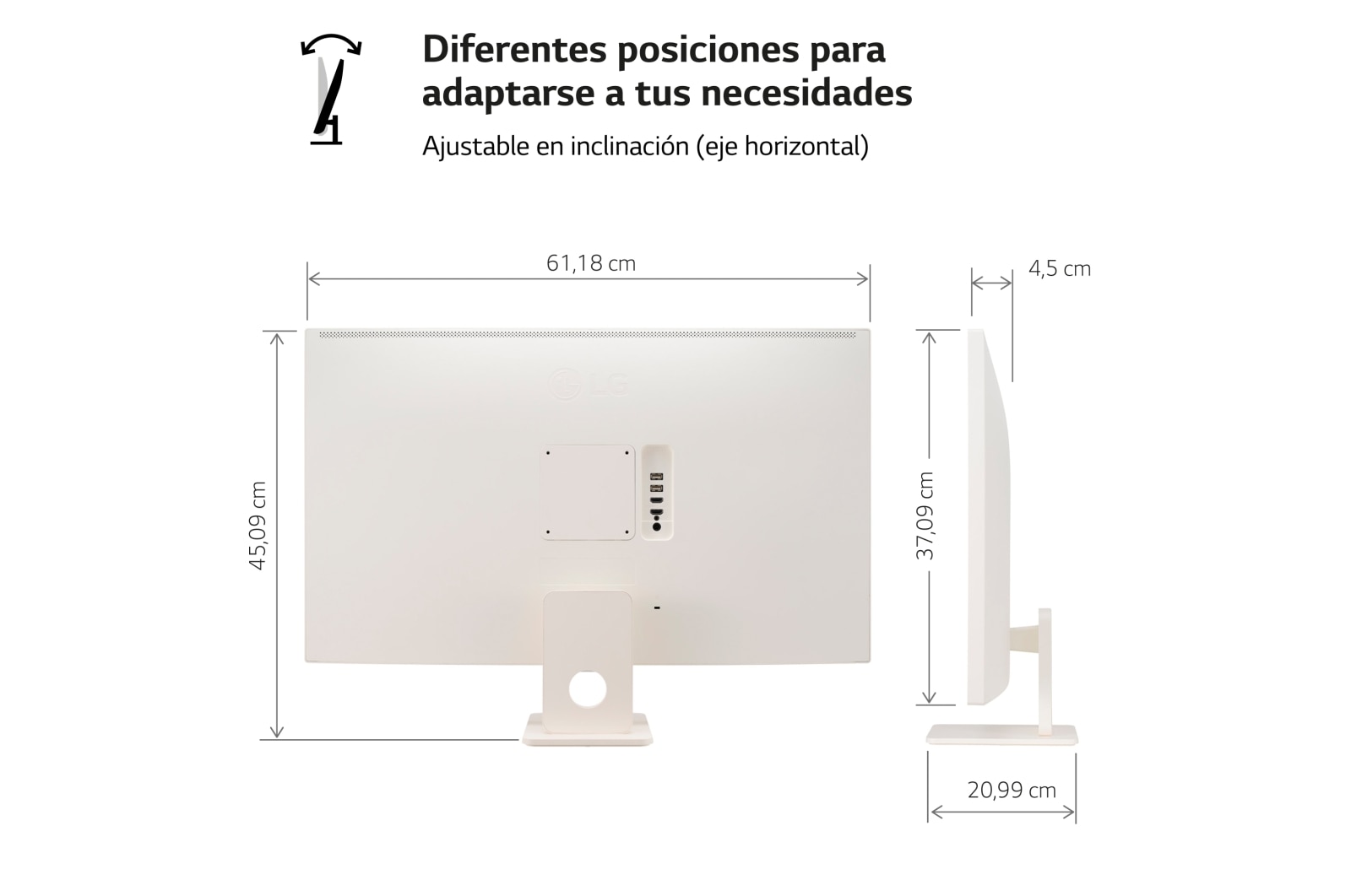 LG Smart Monitor de 27 pulgadas  Full HD IPS Todo en Uno para Transmisión con webOS y Altavoces integrados ­ Blanco, 27SR50F-W