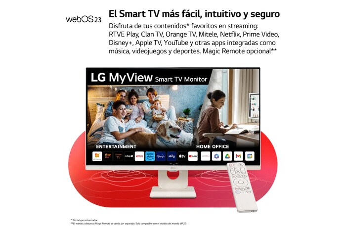 LG Smart Monitor de 27 pulgadas  Full HD IPS Todo en Uno para Transmisión con webOS y Altavoces integrados ­ Blanco, 27SR50F-W