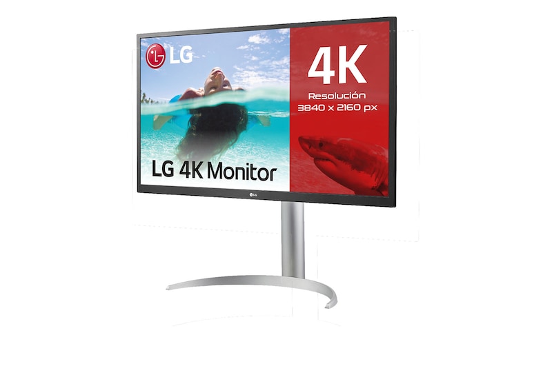 LG 27UP550N-W - Monitor para creadores LG 4K UHD (Panel IPS: 3840x2160, 300cd/m², 1000:1, HDR10, sRGB 99%); entradas: HDMI x2, DP x1, USB-C™x1; Ajust. en altura e inclinación. Blanco., 27UP550N-W
