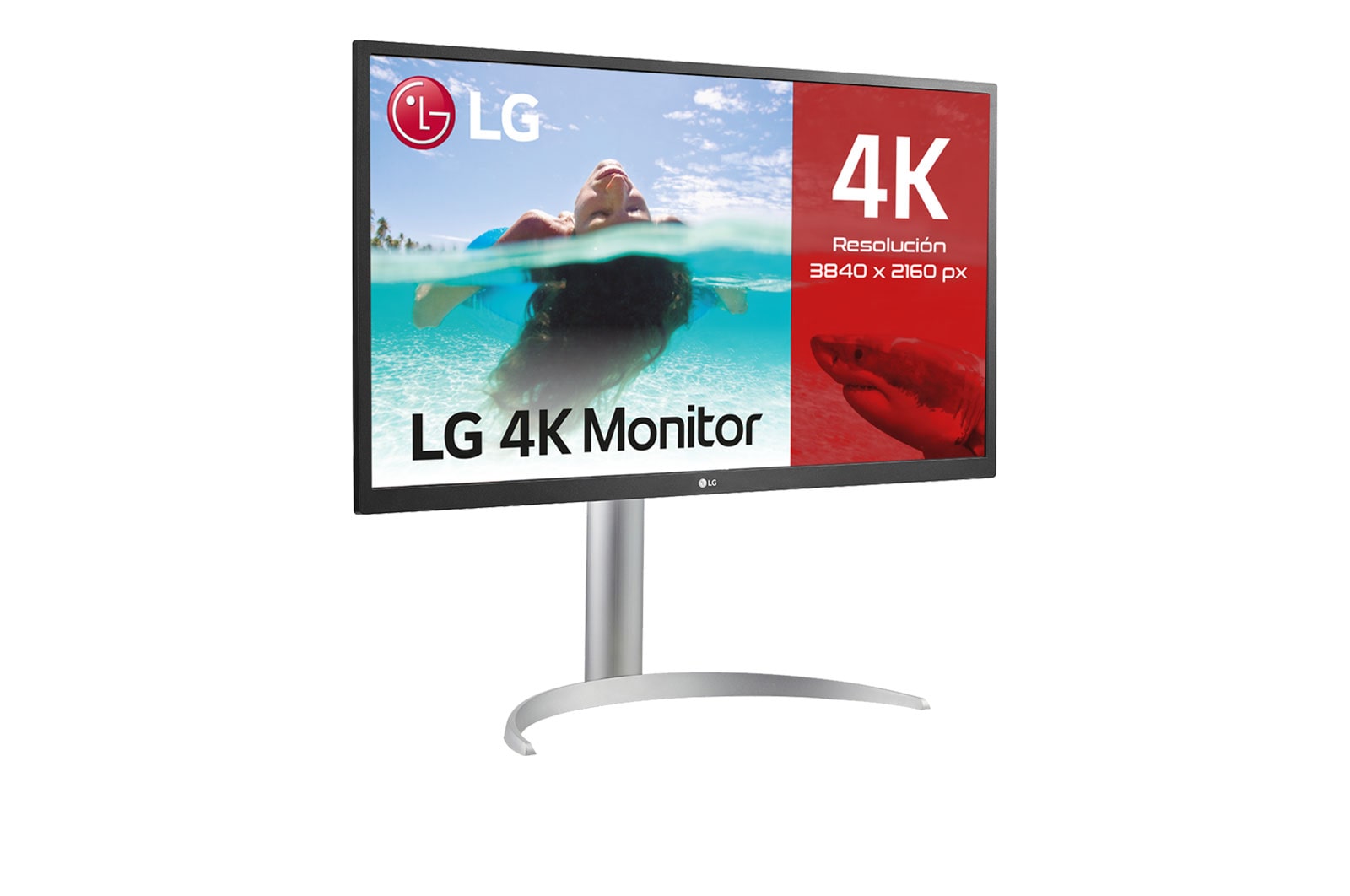 LG 27UP550N-W - Monitor para creadores LG 4K UHD (Panel IPS: 3840x2160, 300cd/m², 1000:1, HDR10, sRGB 99%); entradas: HDMI x2, DP x1, USB-C™x1; Ajust. en altura e inclinación. Blanco., 27UP550N-W