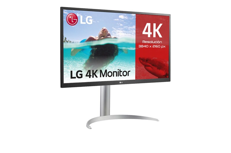 LG 27UP550P-W - Monitor para creadores LG 4K UHD (Panel IPS: 3840x2160, 300cd/m², 1000:1, HDR10, sRGB 99%); entradas: HDMI x2, DP x1, USB-C™x1; Ajust. en altura e inclinación. Blanco., 27UP550P-W