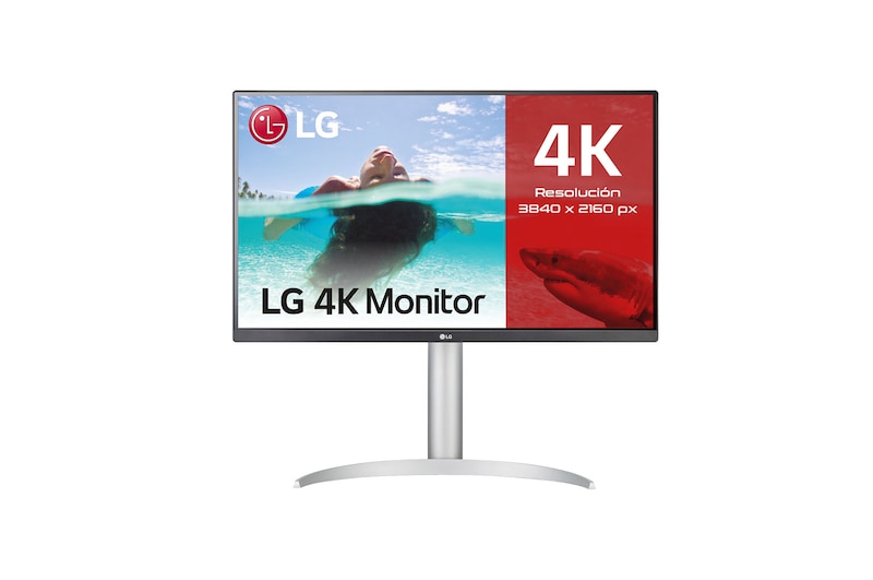 LG 27UP850-W - Monitor para creadores LG 4K UHD (Panel IPS: 3840x2160, 400nit, 1200:1, HDR10, DCI-P3 >95%); diag. 68,4cm; entradas: HDMI x2, DP x1, USB-C™ x1, USB-A x2; Regulable en inclinación, altura y pivote, 27UP850-W