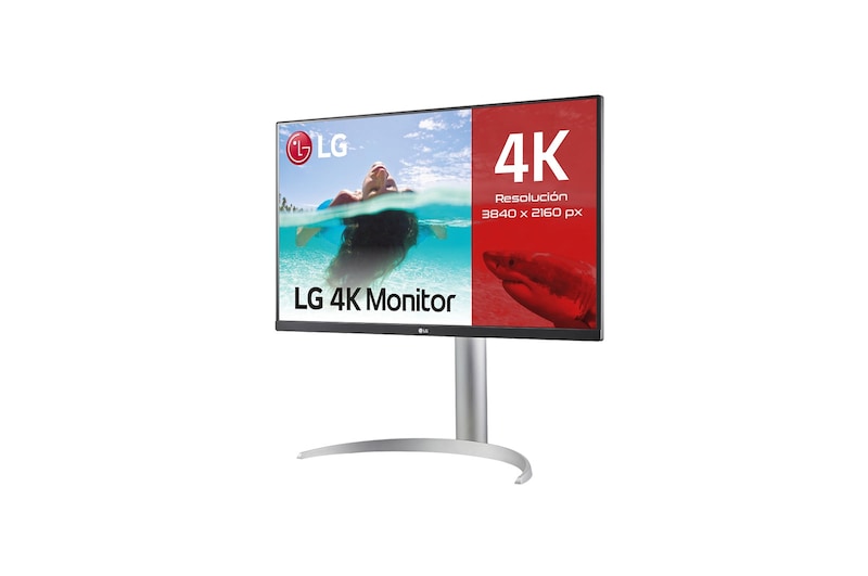 LG Monitor para creadores LG 4K UHD (Panel IPS: 3840x2160, 400nit, 1200:1, HDR10, DCI-P3 >95%); diag. 68,4cm; entradas: HDMI x2, DP x1, USB-C™ x1, USB-A x2; Regulable en inclinación, altura y pivote, 27UP85NP-W