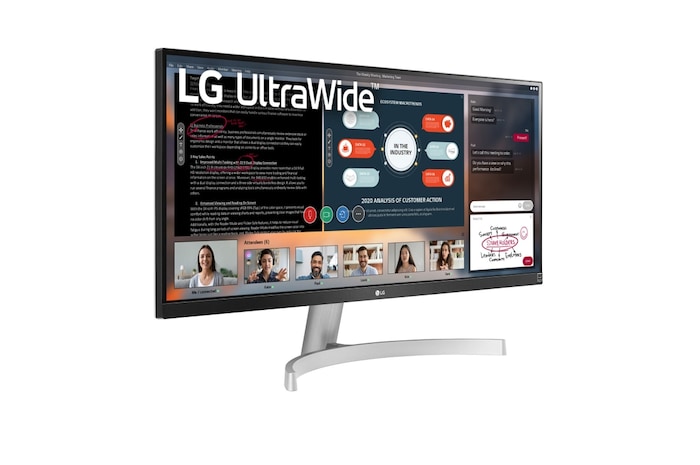 LG 29WN600-W - Monitor Ultrapanoramico 21:9 LG UltraWide (Panel IPS: 2560x1080, 400cd/m², 1000:1, sRGB>99%); diag. 73cm; entr.: HDMIx2, DPx1; altavoces 2x7W; Ajust. en inclinación., 29WN600-W