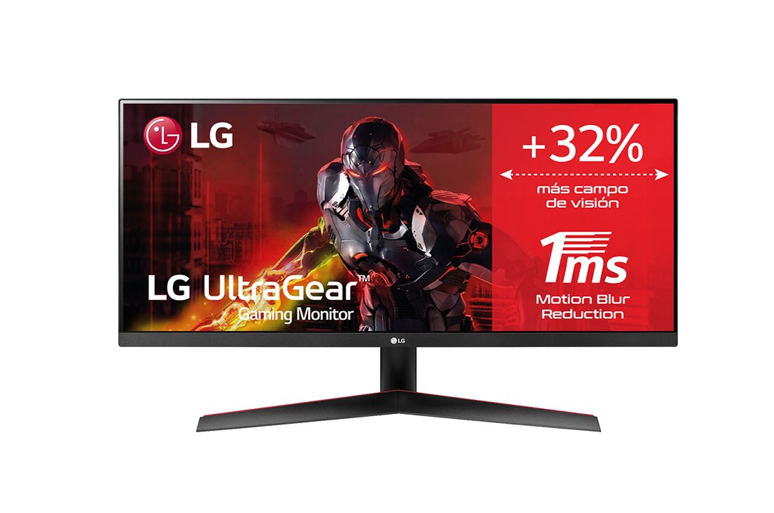 LG Monitor Gaming LG UltraGear (Panel IPS: 2560x1080p, 21:9, 250 cd/m², 1000:1, 5ms “1ms con MBR”); entradas: DP x1, HDMI x1; AMD FreeSync™, 29WP60G-B