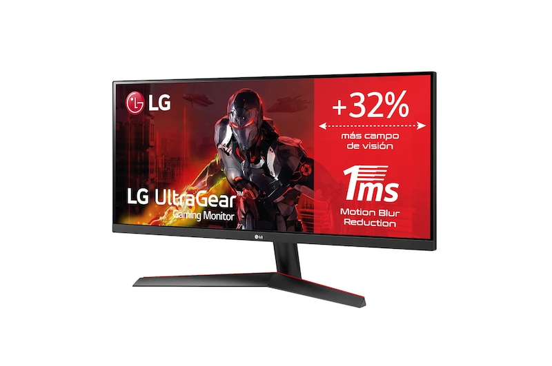 LG Monitor Gaming LG UltraGear (Panel IPS: 2560x1080p, 21:9, 250 cd/m², 1000:1, 5ms “1ms con MBR”); entradas: DP x1, HDMI x1; AMD FreeSync™, 29WP60G-B