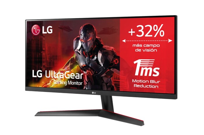 LG Monitor Gaming LG UltraGear (Panel IPS: 2560x1080p, 21:9, 250 cd/m², 1000:1, 5ms “1ms con MBR”); entradas: DP x1, HDMI x1; AMD FreeSync™, 29WP60G-B