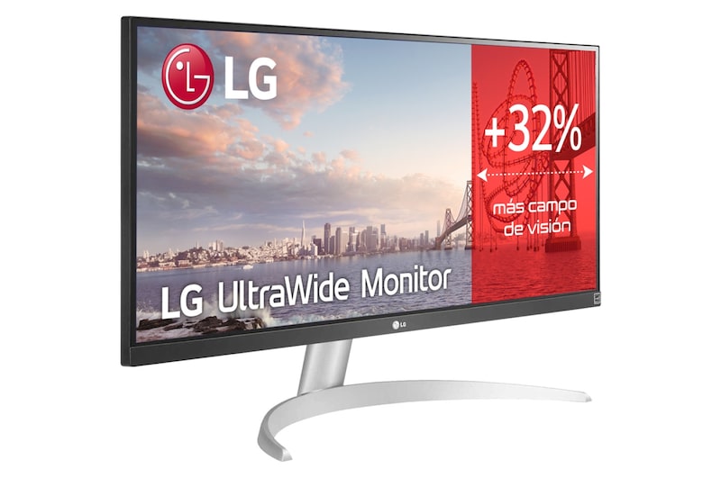 LG Monitor Ultrapanorámico 21:9 LG UltraWide (Panel IPS: 2560x1080, 300cd/m², 1000:1, sRGB>99%); diag. 73cm; entr.: HDMIx1; DPx1; Altavoces estéreo de 7W con tecnología MaxxAudio®, 29WQ600-W