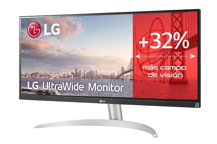 LG Monitor Ultrapanorámico 21:9 LG UltraWide (Panel IPS: 2560x1080, 300cd/m², 1000:1, sRGB>99%); diag. 73cm; entr.: HDMIx1; DPx1; Altavoces estéreo de 7W con tecnología MaxxAudio®, 29WQ600-W
