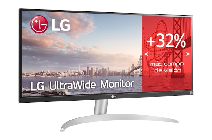 LG Monitor Ultrapanorámico 21:9 LG UltraWide (Panel IPS: 2560x1080, 300cd/m², 1000:1, sRGB>99%); diag. 73cm; entr.: HDMIx1; DPx1; Altavoces estéreo de 7W con tecnología MaxxAudio®, 29WQ600-W