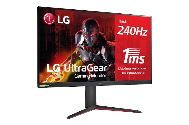 LG 32GQ850-B - Monitor gaming LG UltraGear (Panel QHD IPS: 2560x1440p, 16:9, 450cd/m², 1000:1, 1ms, 240Hz, DCI-P3>98%, DisplayHDR™ 600); diag. 80cm; entradas: HDMI 2.1 x2, DP x1, USB-A x3; NVIDIA G-Sync™ Compatible, FreeSync™ Premium Pro., 32GQ850-B