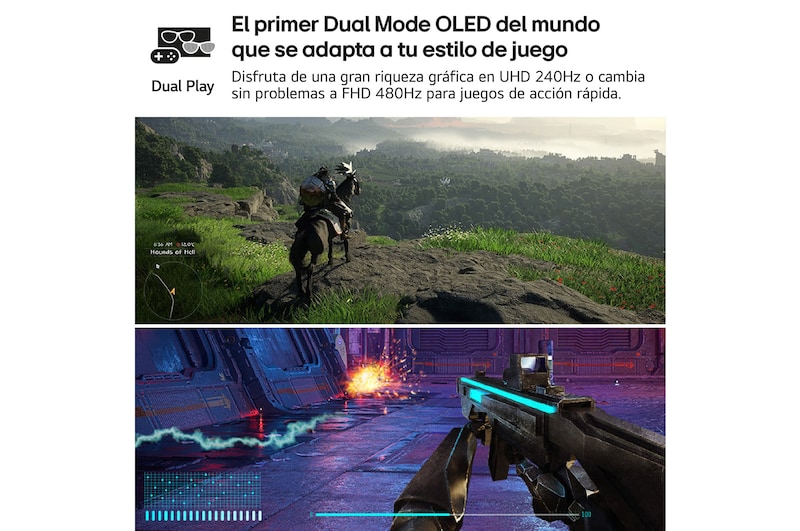 LG Monitor Gaming OLED LG UltraGear, 32", OLED 4K UHD (3840x2160), DualMode (240/480Hz), 0,03 ms, 32GS95UW-B.EEU