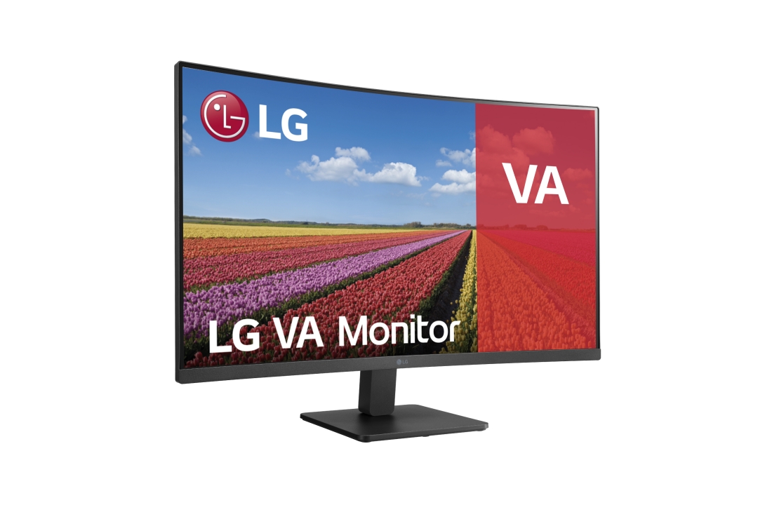LG Monitor LG Panel VA: 1920 x 1080, 250 cd/m², 3000:1, diag. FreeSync. Entrdas: 2xHDMI1.4, 1xD-Sub, VESA 100 x 100 mm, 32MR50C-B
