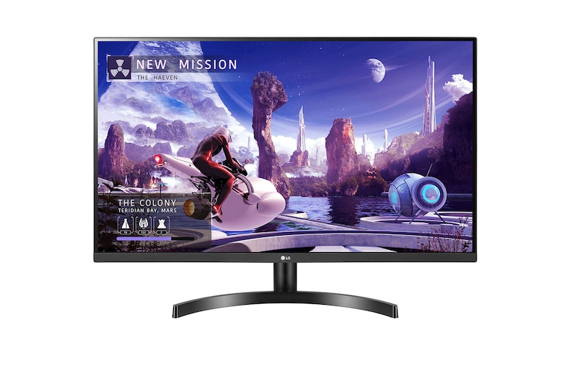 LG 32QN600-B - Monitor QHD  (Panel IPS: 2560 x 1440p, 16:9, 350cd/m², 1000:1, sRGB >99, 75Hz, 5ms); diag. 80cm; entradas: HDMI x2, DP x1; marcos ultrafinos, 32QN600-B