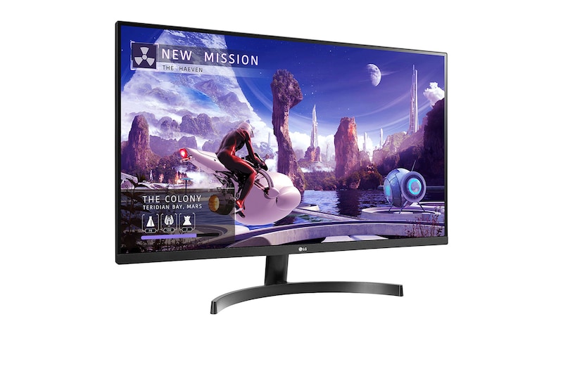 LG 32QN600-B - Monitor QHD  (Panel IPS: 2560 x 1440p, 16:9, 350cd/m², 1000:1, sRGB >99, 75Hz, 5ms); diag. 80cm; entradas: HDMI x2, DP x1; marcos ultrafinos, 32QN600-B