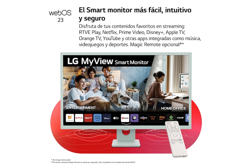 LG Smart Monitor de 32 pulgadas Full HD IPS Todo en Uno para Transmisión con webOS y Altavoces integrados ­ Verde, 32SR50F-G