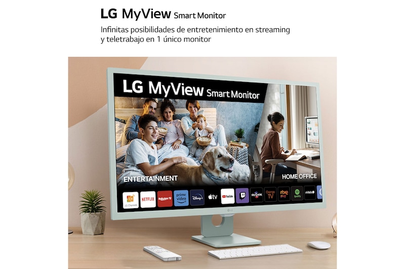 LG Smart Monitor de 32 pulgadas Full HD IPS Todo en Uno para Transmisión con webOS y Altavoces integrados ­ Verde, 32SR50F-G