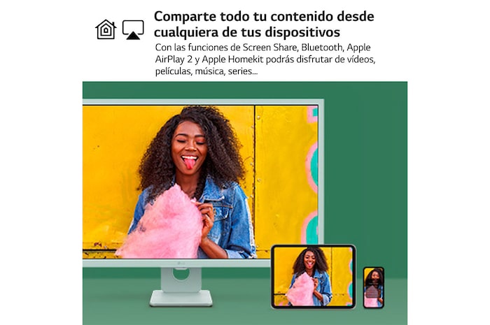 LG Smart Monitor de 32 pulgadas Full HD IPS Todo en Uno para Transmisión con webOS y Altavoces integrados ­ Verde, 32SR50F-G