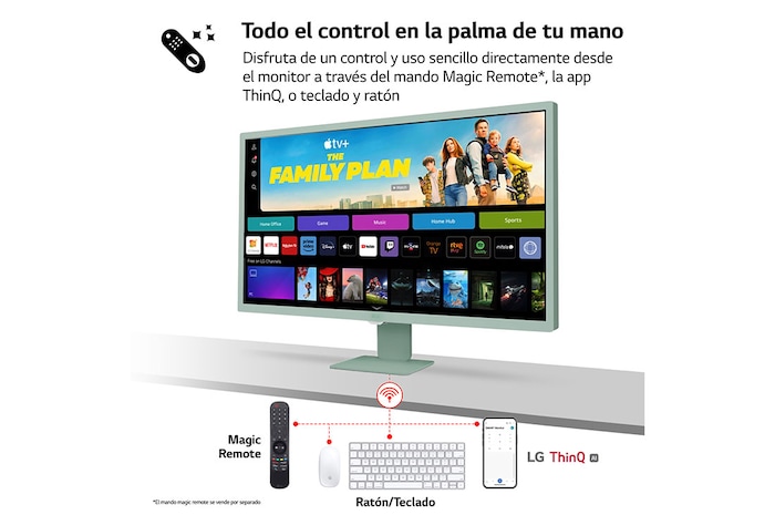 LG Smart Monitor de 32 pulgadas Full HD IPS Todo en Uno para Transmisión con webOS y Altavoces integrados ­ Verde, 32SR50F-G