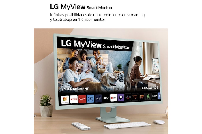 LG Smart Monitor de 32 pulgadas Full HD IPS Todo en Uno para Transmisión con webOS y Altavoces integrados ­ Verde, 32SR50F-G