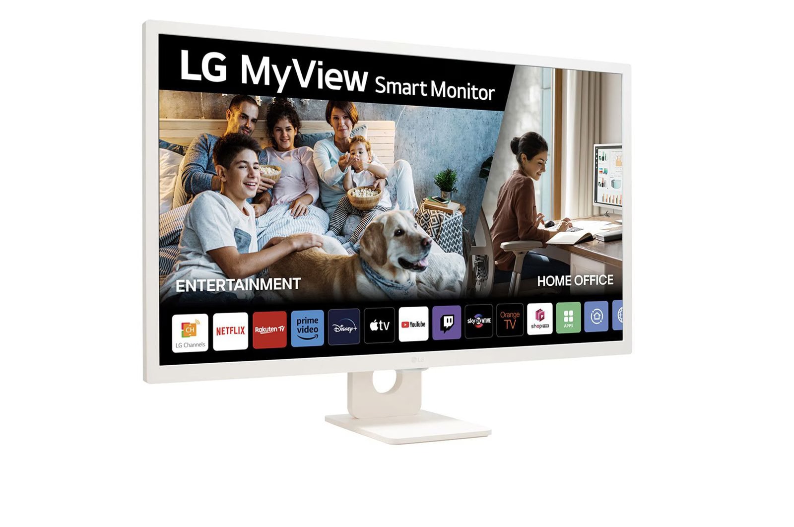 Vista frontal de MyView de 32 pulgadas Smart Monitor MyView Full HD IPS Todo en Uno para Transmisión con webOS y Altavoces integrados ­ Blanco 32SR50F-W
