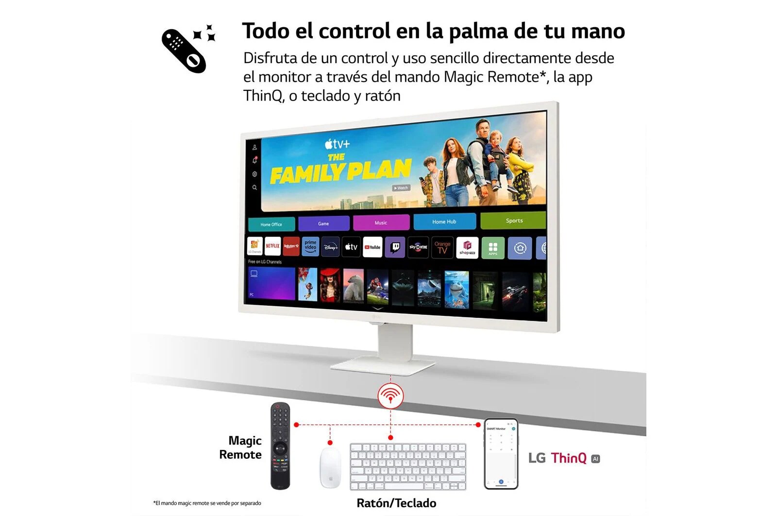 LG MyView de 32 pulgadas Smart Monitor MyView Full HD IPS Todo en Uno para Transmisión con webOS y Altavoces integrados ­ Blanco, 32SR50F-W