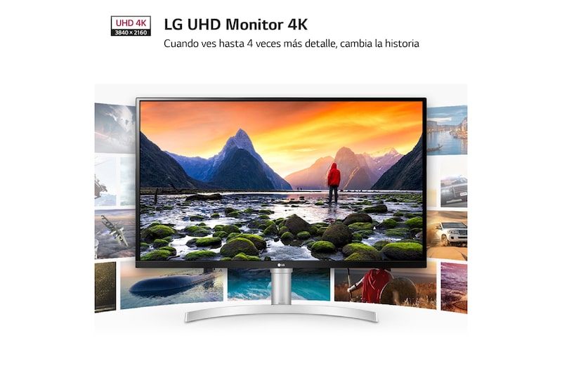 LG 32UN650-B -Monitor  4K UHD LG UltraFine™ (Panel IPS: 3840 x 2160p, 16:9 curvo, 350cd/m², 3000:1, sRGB >95%, 60Hz, 5ms); diag. 80cm; entradas: HDMI x2, DP x1; altavoces 5W ; marcos ultrafinos, G, 32UN650-W