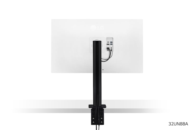 LG 32UN88A-W - Monitor 4K UHD LG Ergo™ (Panel IPS: 3840 x 2160p, 16:9, 350cd/m², 1000:1, DCI-P3 >95%, 60Hz, 5ms); diag. 80cm; entradas: HDMI x2, DP x1, USB-A x2, USB-C x1 (P.D. 60W); altavoces 5W ; marcos ultrafinos, G, 32UN88A-W