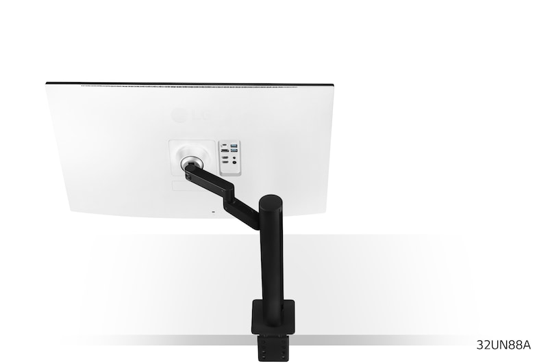 LG 32UN88A-W - Monitor 4K UHD LG Ergo™ (Panel IPS: 3840 x 2160p, 16:9, 350cd/m², 1000:1, DCI-P3 >95%, 60Hz, 5ms); diag. 80cm; entradas: HDMI x2, DP x1, USB-A x2, USB-C x1 (P.D. 60W); altavoces 5W ; marcos ultrafinos, G, 32UN88A-W