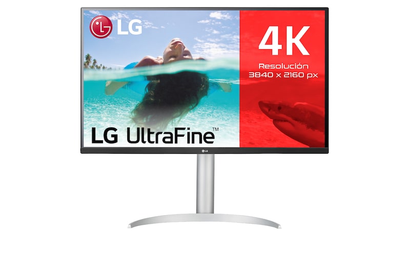 Vista frontal de LG 32UP550N-W - Monitor para creadores LG 4K UHD (Panel VA: 3840x2160, HDR10, DCI-P3 >90%, 3000:1 AMD FreeSync™); diag. 80cm; Conectividad: HDMIx2, DPx1, USB-C™x1, USB-Ax2; Regulable en inclinación, altura y giro 32UP550N-W