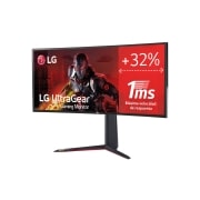 LG Monitor Gaming LG UltraGear (Panel NanoIPS: 3440x1440P, 400nit, 1000:1, DCI-P3>98%, 1ms); diag. 86,7cm; entr.: HDMIx2, DPx1, USB-Ax3; AMD Freesync Premium & G-Sync Compatible, G, 34GN850W-B
