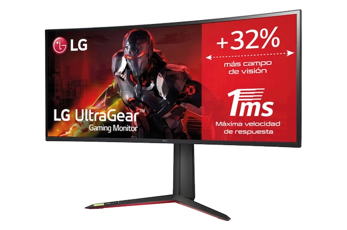 LG 34GP950G-B - Monitor Gaming Curvo LG UltraGear™ (Panel Nano IPS: 3440x1440p, 21:9, 250 cd/m², 1000:1, 144Hz, 1ms); entradas: DP x1, HDMI x1, USB-A x3; G-Sync™Ultimate, 34GP950G-B