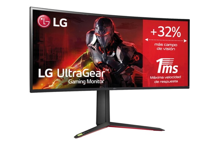 LG 34GP950G-B - Monitor Gaming Curvo LG UltraGear™ (Panel Nano IPS: 3440x1440p, 21:9, 250 cd/m², 1000:1, 144Hz, 1ms); entradas: DP x1, HDMI x1, USB-A x3; G-Sync™Ultimate, 34GP950G-B