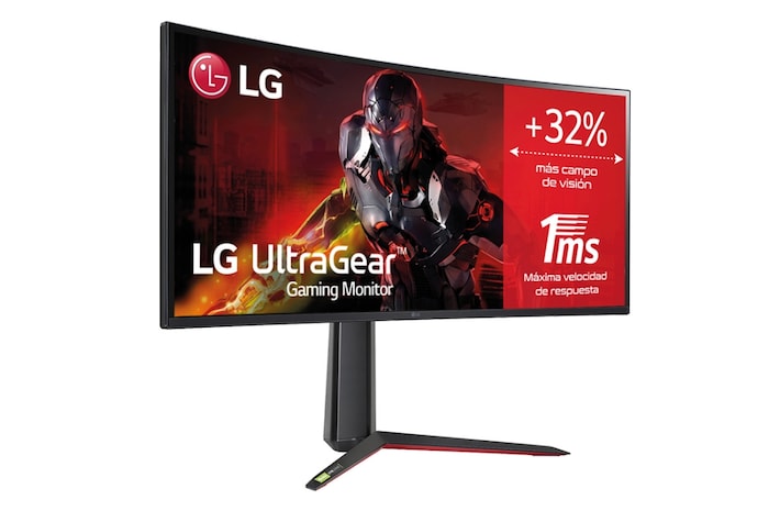 LG 34GP950G-B - Monitor Gaming Curvo LG UltraGear™ (Panel Nano IPS: 3440x1440p, 21:9, 250 cd/m², 1000:1, 144Hz, 1ms); entradas: DP x1, HDMI x1, USB-A x3; G-Sync™Ultimate, 34GP950G-B