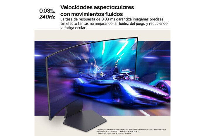 LG UltraGear™ de 34 pulgadas Monitor Gaming OLED WQHD Curvo de 240Hz | 0,03ms tiempo de respuesta, Compatible con G-SYNC®, FreeSync™ Premium Pro, 34GS95QW-B.EEU