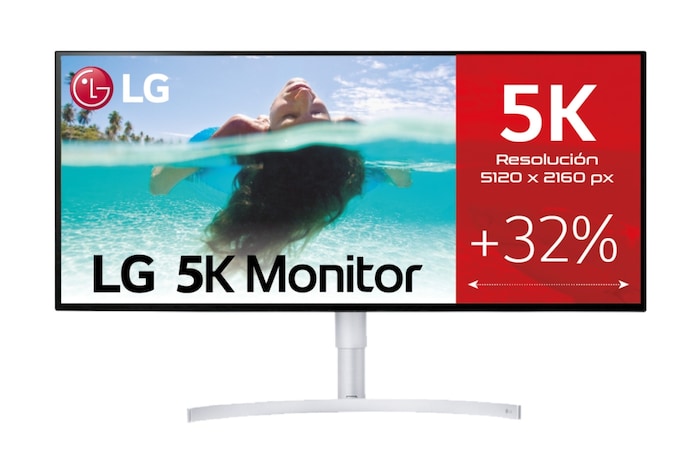 LG 34WK95U-W - Monitor 4K5K Ultrapanorámico 21:9 LG UltraFine (Panel NanoIPS: 5120x2160, 21:9, 450cd/m², 1200:1, DCI-P3 >98%); diag. 86,3cm; entr.: HDMI x2, DP x1, Tb3 x1, USB-A x3, 34WK95U-W