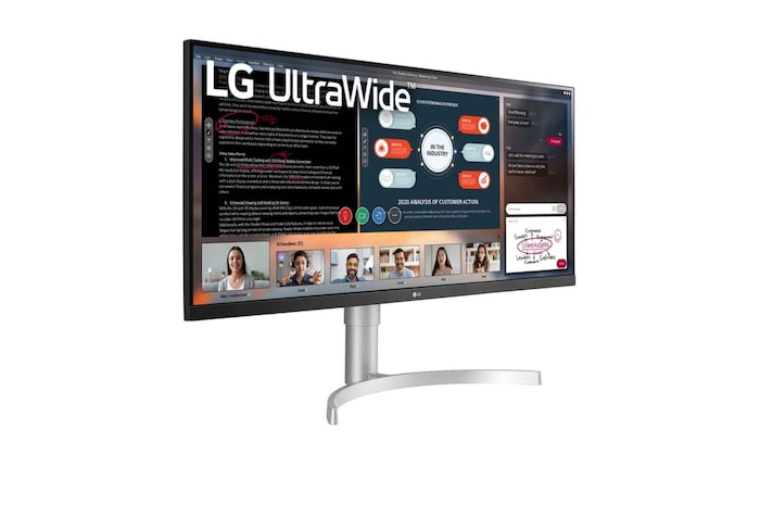 LG 34WN650-W - Monitor Ultrapanoramico 21:9 LG UltraWide (Panel IPS: 2560x1080, 400cd/m², 1000:1, sRGB>99%); diag. 86,72cm; entr.: HDMIx2, DPx1; altavoces 2x7W; Ajust. en altura e inclinación., 34WN650-W