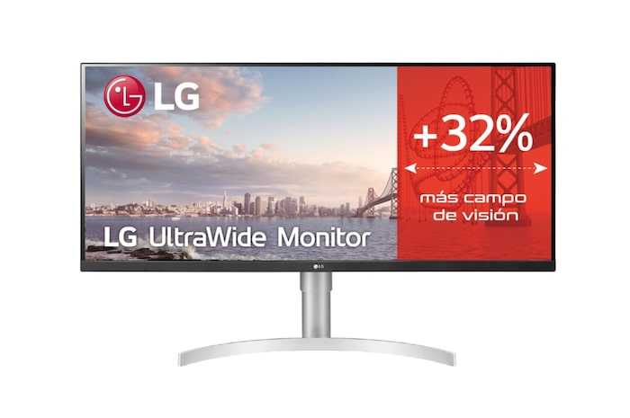 LG 34WN650-W - Monitor Ultrapanoramico 21:9 LG UltraWide (Panel IPS: 2560x1080, 400cd/m², 1000:1, sRGB>99%); diag. 86,72cm; entr.: HDMIx2, DPx1; altavoces 2x7W; Ajust. en altura e inclinación., 34WN650-W