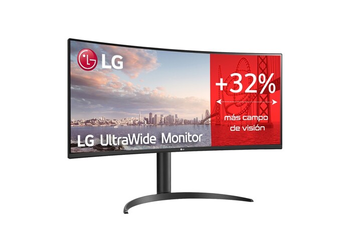 LG Monitor LG UltraGear UltraWide (Panel VA: 3440x1440, 160Hz, 300cd/m², 3000:1, sRGB>99%, curvo); AMD FreSync™ Premium; 5ms (1ms con MBR); HDR10; Estabilizador de Negros; Modo Lectura, 34WP65CP-B