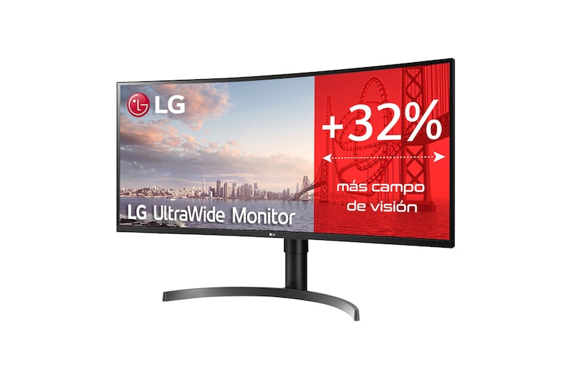 LG 35WN65C-B - Monitor Ultrapanoramico 21:9 LG UltraWide (Panel VA: 3440x1440, 300cd/m², 1500:1, sRGB>99%, curvo); diag. 88,9cm; entr.: HDMIx2, DPx1, USB-Ax3; HDR10; altavoces 2x7W; Ajust. en altura e inclinación., 35WN65C-B