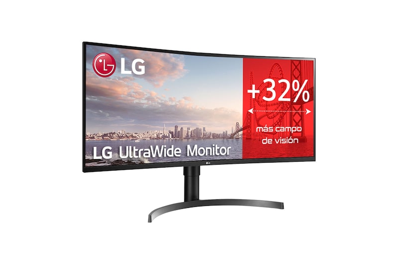 LG 35WN65C-B - Monitor Ultrapanoramico 21:9 LG UltraWide (Panel VA: 3440x1440, 300cd/m², 1500:1, sRGB>99%, curvo); diag. 88,9cm; entr.: HDMIx2, DPx1, USB-Ax3; HDR10; altavoces 2x7W; Ajust. en altura e inclinación., 35WN65C-B